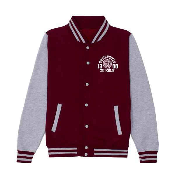 Unisex College Jacket, burgundy / heather grey, marshall