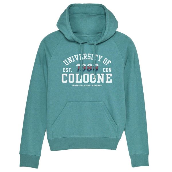 Damen Organic Hooded Sweatshirt, heather eucalyptus, newport