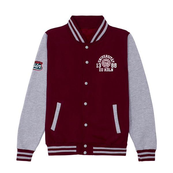 Unisex College Jacket, burgundy / heather grey, marshall